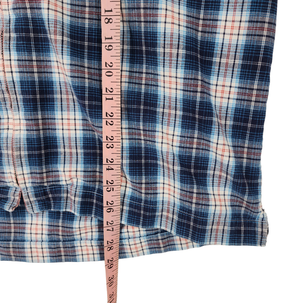 GAP Full Zip Shirt Jacket Shacket L Mens Plaid Blue White Red Cotton - Picture 12 of 13